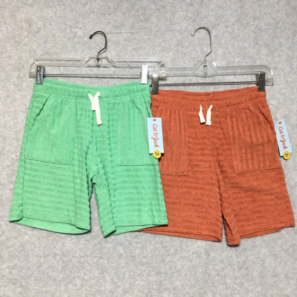 Cat and Jack Shorts Girls 8 Youth Bundle Mint Green Orange Pull On Terrycloth St